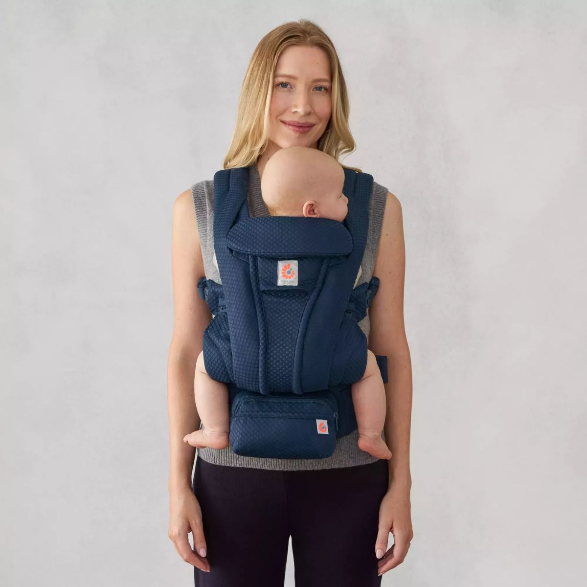Ergobaby Omni Deluxe Newborn Baby Carrier 0-48M - Midnight Blue - Four Carry Positions That Grow with Baby