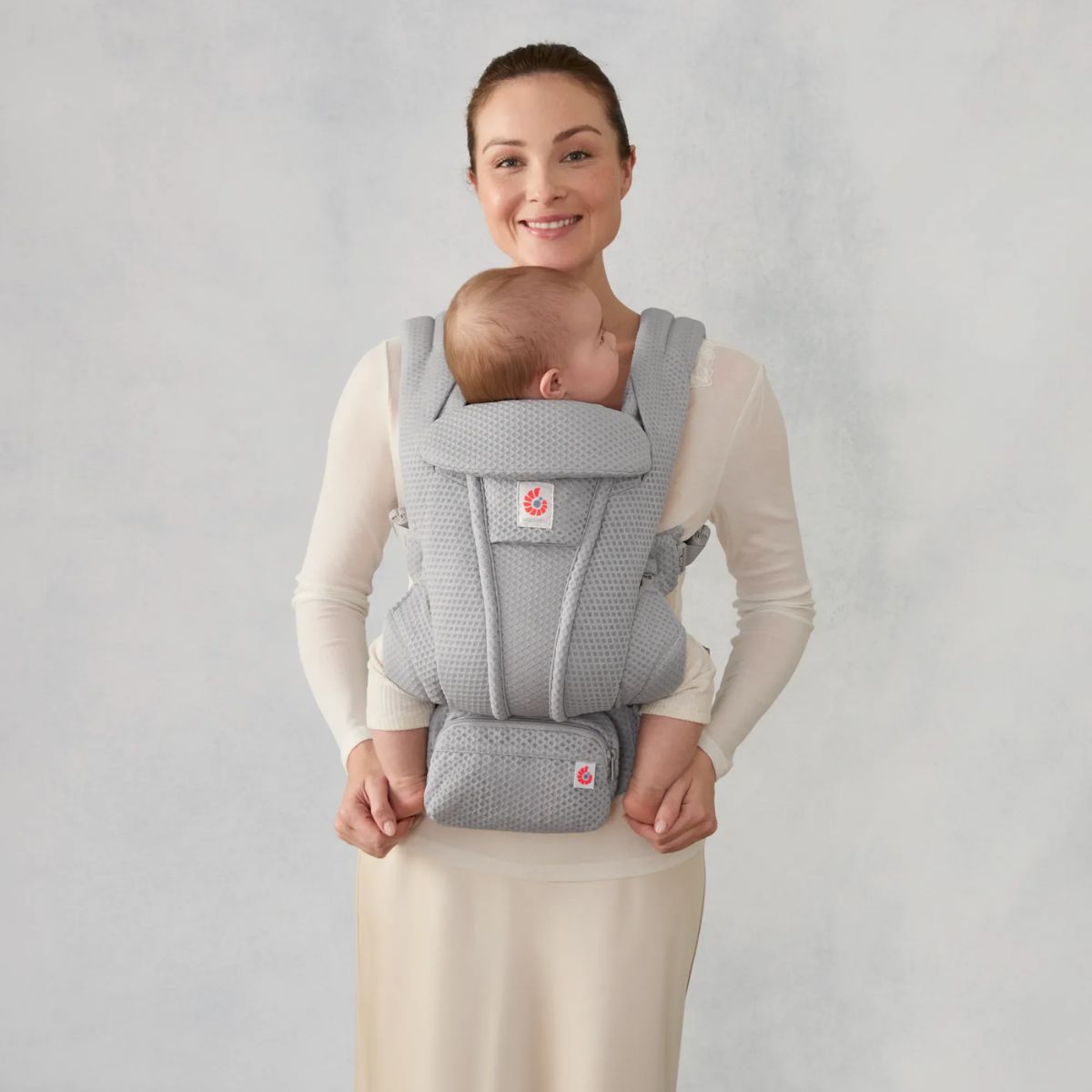 Ergobaby Omni Deluxe Newborn Baby Carrier 0-48M - Pearl Grey - Four Carry Positions That Grow with Baby